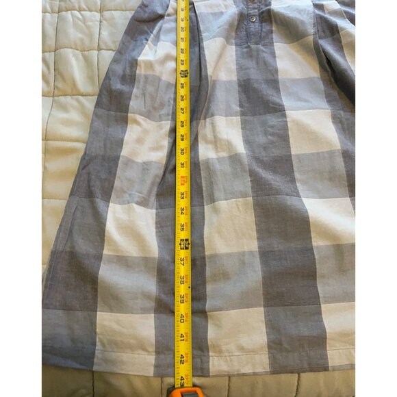 Pendleton Womens Dress 12 Gray Blue Gingham Plaid Linen Blend Button Front Midi - Picture 4 of 10